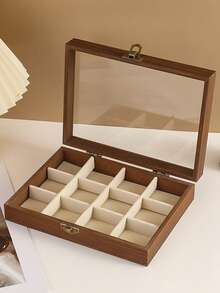 1 pieza Bandeja de joyería de gran capacidad, organizador de joyería de terciopelo con textura de grano de nogal, caja de almacenamiento de joyería de múltiples capas para collares, aretes, pulseras, anillos, caja de joyería de lujo, decoración de habitación - Multicolor - Ver 13