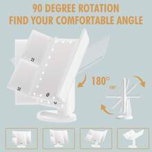 FASCINATE Lighted Makeup Mirror 2X/3X Magnification, Trifold Vanity Mirror With Lights, 21 LED Touch Dimming, Dual Power 180° Rotation Lit Beauty Table Mirror, Makeup Mirror With Lighting, White 2pcs - 白色兩個裝 - 查看 4