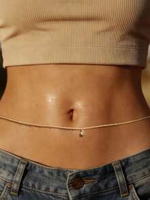 1件新款性感简约铃铛吊坠金色腰链肚链沙滩比基尼身体饰品，适合女性度假 - 金黃色 - 查看 1