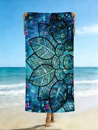 A Super Sized Beach Towel Designed With 1pc Bohemian Mandala Pattern, Featuring Ultra-Fine Fiber That Is Soft, Absorbent, And Quick Drying. Very Suitable For Swimming Pools, Camping, Travel, And Fitness. Essential Beach Items