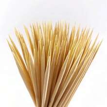 10/100/200pcs Natural Bamboo Round BBQ Skewers, Bur-Free Heat Resistant Sticks, Outdoor Backyard BBQ Meat Seafood Skewers, Camping Party Fruit Marshmallow Dessert Skewers, Holiday Gathering Wedding Cold Platter Decoration Picks - A - View 4