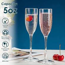 5oz Unbreakable Acrylic Champagne Flutes, Reusable Plastic Champagne Glasses, Clear Plastic Martini Cups - Perfect For Cocktails, Champagne And Desserts - Reusable, Mousse Cups - Multicolor - View 3