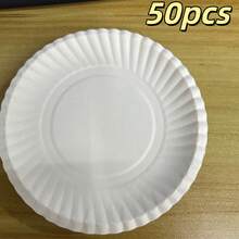 100/50个 6/8英寸厚豪华圆形纸盘 - 可重复使用、防漏、一次性，适合庆祝活动 - 彩色 - 查看 13