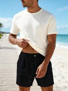 Men's Cotton And Linen Shorts - Casual, Lightweight And Comfortable For The Beach And Summer - 黑色 - 查看 6