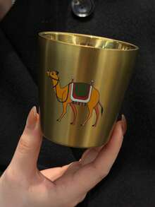 BENNY 170 ml (5,7 oz) Tasse à café arabe de luxe en or avec chameau, double paroi en acier inoxydable, cadeau de festival avec design coloré de chameau et palmier, style de Dubaï, décoration d'intérieur du Moyen-Orient, Saint-Valentin, Noël, cadeau pour lui/elle - chameau - Voir 10