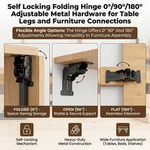 Bisagra plegable autoblocante de metal ajustable a 90 grados/180 grados para patas de mesa y conexiones de muebles - Multicolor - Ver 6