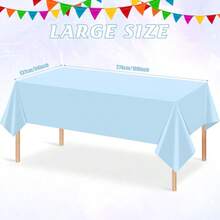 3Pcs Light Blue Tablecloths, Disposable Plastic Tablecloth, Waterproof Baby Blue Rectangle Table Cover For Graduation Birthdays Weddings Anniversary Party Decorations, 54x 108 Inch - 淺藍色 + 3 件裝 - 查看 2