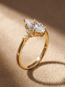 1pc Classic V-Shaped Diamond Encrusted Eye-Shaped 925 Sterling Silver Ring, Engagement/Wedding Gift, Holiday Present - Horse Eye Ring - View 2