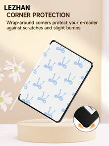 1pc Water Blue Bow Pattern Protective Case Suitable For Kindle 2024, Kobo, Kindle NK 11/Kindle Kids Edition/Kindle Paperwhite 5, E-Book Protective Cover With Auto Wake/Sleep Function, Lightweight And Convenient, Perfectly Fit To Protect Your Reading Device - Multicolor - View 5