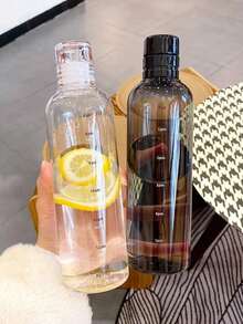 Time-Stamped Motivational Water Bottle - Track Your Daily Water Intake, Plastic, 500/750ml Capacity (Transparent & Black) - Multicolor - View 3