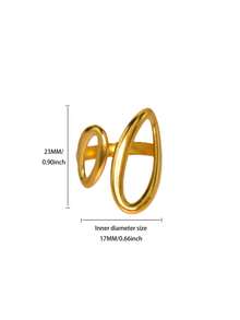 1pc Punk Geometric Hollow Open Ring, 18K Gold Plated Stainless Steel Band, Vintage Accessories Gift - Yellow Gold - View 6