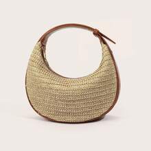 Sac à bandoulière et pochette en nouilles tressées de luxe de marque de créateur doré pour femmes, à la mode et unique, cadeau pour elle - Tabac - Voir 9