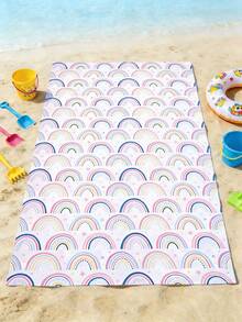 1pc Simple And Cute Rainbow Single-Sided Printed Pattern Beach Towel, Ultra-Fine Fiber Beach Towel, Lightweight, Quick Drying, Absorbent, Beach Towel, Suitable For Swimming, Swimming Pool, Yoga, Gym, Camping And Other Occasions, Essential Beach Supplies In Summer, - Type a - View 8