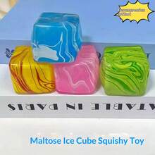 Fun Soft Squishy Fluid Texture Ice Cube Maltose Squeeze Toy Stress Relief Slow Rebound Bright Soft Square Ice Block Squeeze Ball - Multicolor - View 2