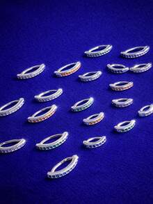 1 pieza Anillo de ombligo de plata de ley 925 con circonita cúbica, joyería de piercing de ombligo falso con diamante curvo - anillo del ombligo - Ver 4