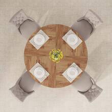 FINMIND 7 Inch Round Dining Table Wood Kitchen Table For Dining Room, 47" Dinner Room Tables For 4-6, Farmhouse Accent Furniture With Wooden Tabletop And Cross Base - Brown & Black - View 2