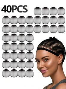 黑色网状假发帽，200/100/50/20/10/5/2个装，开口式假发帽发网，适合女性、男性、儿童、万圣节服装派对假发 - 黑色 - 查看 15