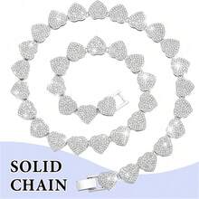 2件套心形宠物链，嘻哈风宠物项链套装，镶钻链，奢华项圈设计 - 彩色 - 查看 4