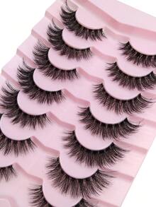 7 Pairs Clear Band Natural Look Wispy Curly False Eyelashes Cat Eye Fake Lashes Strip Transparent Band Fluffy Lashes Natural Fluffy Crossed Strip Lashes,Lashes,Eyelashes,Fake Lashes - Criss Cross lashes - View 5