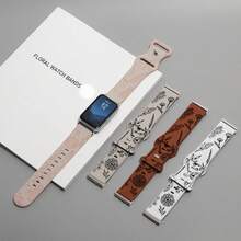 印花设计表带，兼容三星 Galaxy Fit 3 手表，硅胶材质，可雕刻图案，兼容三星 Galaxy Fit3，花卉腕带 - fit3 - 查看 5