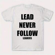 Chief Keef Lead Never Follow Leaders-ShirtY2K Wo's 220g Thick Cotton-Shirt With Print Pattern, Suitable Girls And Wo's Short Sved Round Neck Inspirational Shirt, Cute Aesthetic Y2K Style Summer Top, Suitable Outdoor, Family, Work Or Street Wear Casual Loose Daily-Shirt - 白色 - 查看 1