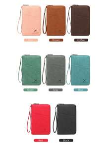 CHARM INFINITE New RFID Blocking Passport Holder, Fits Multiple Passports, Travel Document Organizer, Soft Material Zipper Long Passport Wallet With Detachable Wrist Strap, Valentine's Day Gift For Wife Or Girlfriend - Green - View 5
