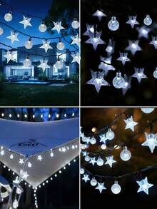 Solar Courtyard Light 20/50/100LED, 8 Lighting Modes, Waterproof Fairy Light, Outdoor Solar Star Crystal Ball Light, Suitable For Garden, Courtyard, Party, Balcony, Wedding, Party, Porch, Fence, Pavilion, Holiday, Christmas Decoration - String Lights - View 9