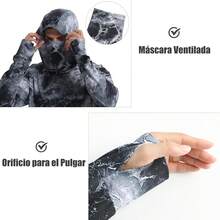 ¡RecomendadoYOUTHGO Sudadera con Capucha de Protección Solar para Hombre Camisa de Manga Larga UPF 50+ con Máscara para Pesca Correr¡Top de Temporada - Gris Carbón - Ver 6