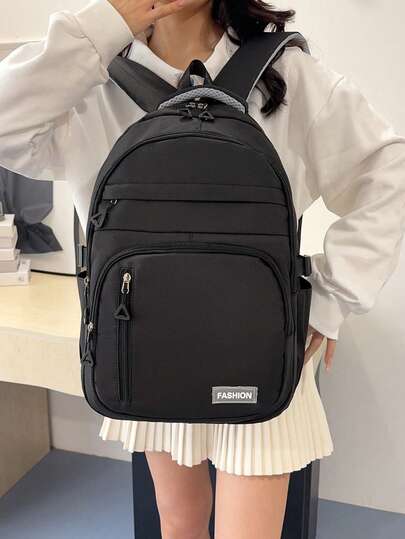 Minimalist Casual Backpack, Korean Style School Bag, Versatile Daypack For Women
