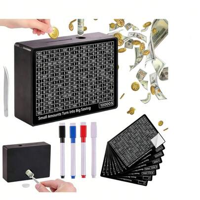 DIY Wooden Piggy Bank, Cash With Savings Goal, Simple Assembly Can Be Disassembled Anytime