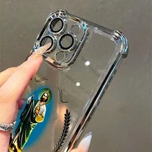 1 Stück, Jesus-Muster, einfache stilvolle quadratische Handyhülle für iPhone 11/12/13/14/15/17/Air/Pro/Plus/Pro Max und Galaxy S22/S223/S84/S25/Ultra/FE/EDGE. Geeignet als Geschenk für Freunde oder Valentinstagsgeschenke. - Verschiedenfarbig - Übersicht 8