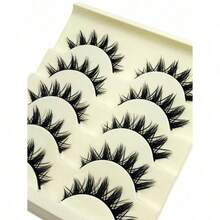 Asiteo 5 Pairs Of Doll Style Natural False Eyelashes - Transparent Stem Manga Eyelashes, Comic Fairy Design, Perfect For Role-Playing - Reusable - Multicolor - View 3
