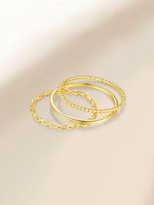 S925 Sterling Silver Stackable Rings For Women Non Tarnish Open Adjustable Thin Thumb Rings 18K Gold Plated Stacking Cubic Zirconia Knuckle Pinky Ring Set Dainty Statement Promise Wedding Band Ring - Gold - View 5