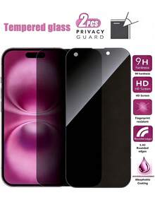2pcs 9H Full Coverage Anti-Spy Tempered Glass Screen Protector Compatible With 17/16/15/14/13/12/11 Models, Anti-Scratch, Anti-Shatter, Anti-Peeping, Bubble-Free, Durable - Black - View 6