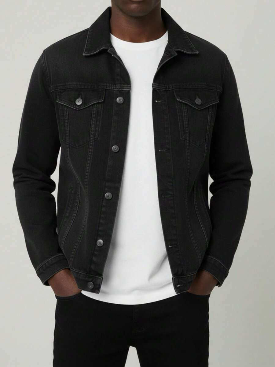 Black Jeans Jacket - Dark Grey - View 1