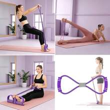 2 Pieces Multifunctional Resistance Training Strap, 6-Tube Elastic Yoga Pedal Puller Resistance Band, Sit Up Exercise Equipment, For Abdomen/Waist/Arm/Leg Stretching Slimming Training - Violet Purple - View 3