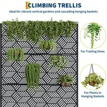 CuisinSmart Jardinera metálica con enrejado, bancal elevado con mosquitera y orificios de drenaje, ideal para plantas trepadoras, hortalizas y enredaderas. - Patrón de caleidoscopio - Ver 3