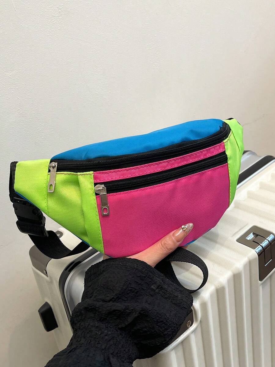 Nueva bolsa de cintura de patchwork para mujer, bolso bandolera, bolso de pecho de moda - Multicolor - Ver 1