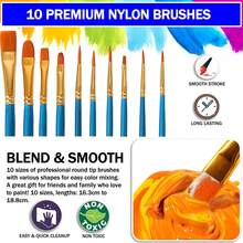 Juego de Pintura Acrilica, Pintura 24 Colores*12ml con 10 Pinceles y 1 Paleta, Kit de Pintura Acrílica Profesionales, Set de Sum - 24 - Ver 5