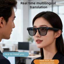 Bluetooth Smart Glasses, AI Camera Glasses, 200MP Resolution, Dual-Camera System For Photo And Video Capture, Music Playback, Call Answering, AI Voice Interaction Support, Suitable For Cycling And Sports Photography, Extended Battery Life, High-Fidelity Audio, Touch-Sensitive Buttons And Voice Assistant Functionality. - Kính 200W pixel + tròng kính đen - Xem 9