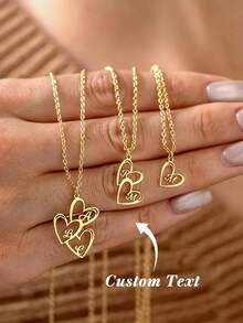 1 chiếc mặt dây chuyền hình trái tim khắc tên gia đình theo yêu cầu, mặt dây chuyền nhiều trái tim tùy chỉnh, mặt dây chuyền hình trái tim vàng khắc tên dành cho nữ, dây chuyền bạc, trang sức thời trang tùy chỉnh, quà tặng Ngày Valentine/Ngày của Mẹ. - Nhiều màu - Xem 1