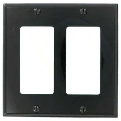2 - Gang Decora/GFCI Device Wallplate, Standard Size, Thermoplastic Nylon, 80409 - NE, Black