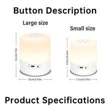 LiHangStar LED Night Light, USB Rechargeable Bedside Lamp, Touch Sensor, Dimmable Table Lamp, Color Temperature Adjustable, Suitable For Bedroom, Living Room, Corridor, Kitchen, Wardrobe, Warm Light/White Light - White - View 9