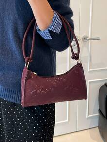 Elegant And Compact Underarm Bag, 2026 New Style, Women's High-End, Luxurious, Retro Style, Versatile And Simple, Fashionable Shoulder Bag With Single Strap. - Burgundy - View 7