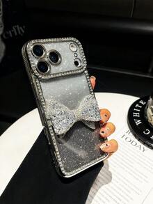 1个银色激光雕刻蝴蝶结水钻TPU手机壳，兼容 17/16/11 Pro/11 Pro Max/12/12 Pro/12 Pro Max/13/13 Pro/13 Pro Max/14/14 Pro/14 Pro Max/15/15 Pro/15 Plus/15 Pro Max，保护套 - 彩色 - 查看 25