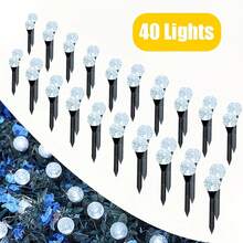 40/20/10 LED太阳能灯串，防水户外，8种照明模式，适用于小路、后院、草坪、花园、小径、露营、派对、独立日、情人节、婚礼、舞会、生日装饰照明 - 彩色 - 查看 18