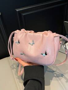 精致时尚蝴蝶云形2026新款优雅奢华女士手提包 - 粉色 - 查看 10