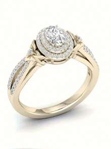 1枚优雅经典女士戒指，镶嵌闪亮合成锆石，适合结婚、订婚、周年纪念等场合，可作为珠宝礼物。 - 戒指 - 查看 7