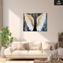 1pc, Modern Abstract Angel Wings Canvas Wall Art Gold Feather Painting Luxurious Home Decor Artwork With Frame For Living Room Bedroom Office Space Decoration Posters And Prints Ideal Gift - 海報 - 查看 2