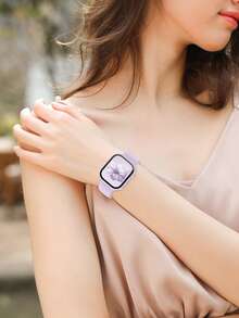 二合一运动硅胶表带和表壳套装，兼容 40mm、41mm、42mm、44mm、45mm、46mm 和 49mm 尺寸的 表带和表壳。柔软舒适的硅胶表带搭配铆钉表扣。防震防刮的硬质 PC 材料和钢化玻璃保护膜一体成型。兼容 Series Ultra/11/10/9/8/7/6/5/4/SE。男女通用智能手表表带和表壳套装。 - 淺紫色 - 查看 9